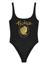 Versace Logo-print Swimsuit In Black