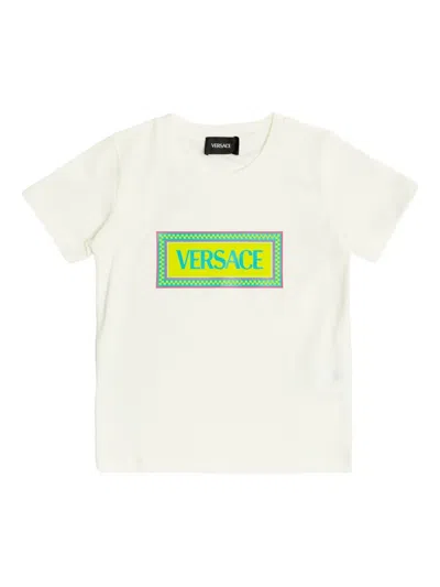 Versace Kids' Logo-print T-print In White
