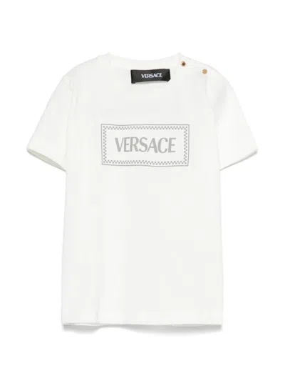 Versace Babies' Logo-print T-shirt In 白色