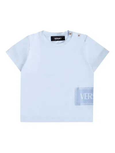 Versace Babies' Logo-print T-shirt In Blue