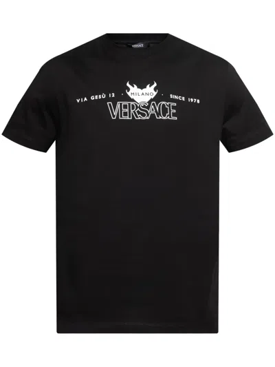 Versace Logo-print T-shirt In Black