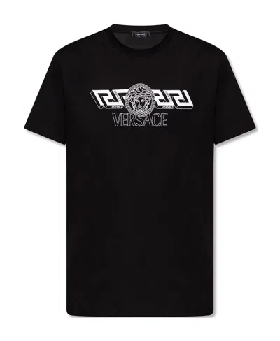 Versace Logo-print T-shirt In Black