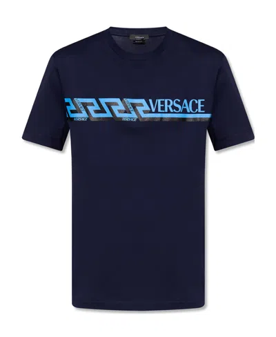 Versace Logo Print T-shirt In Black
