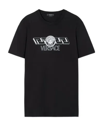 Versace Logo-print T-shirt In Black