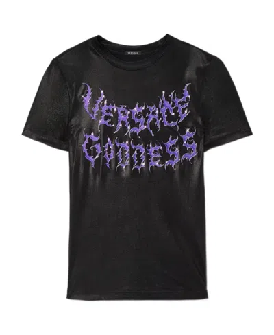 Versace Logo-print T-shirt In Black