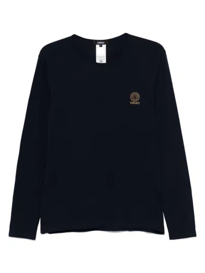 Versace Black Medusa Long Sleeve T-shirt In A1008-black