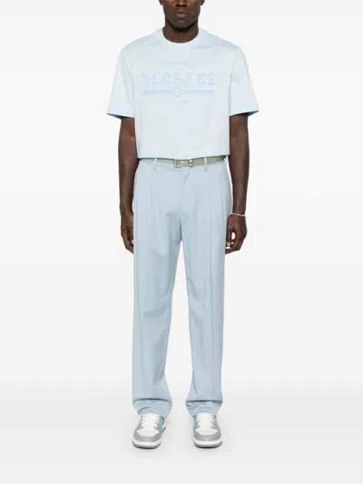 Versace Logo-print T-shirt In Blue