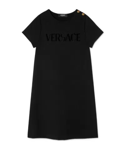 Versace Logo-print T-shirt Dress In Black