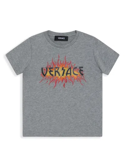 Versace Kids' Logo-print T-shirt In Grey