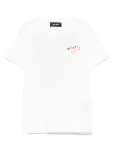 Versace Kids' Logo-print T-shirt In Neutrals