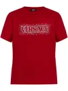 Versace Embellished Logo Crewneck T-shirt In Red