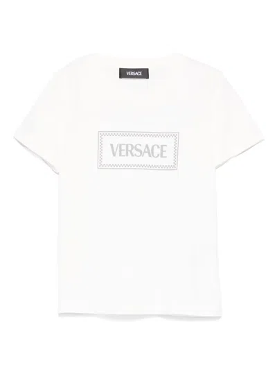 Versace Kids' Logo-print T-shirt In White