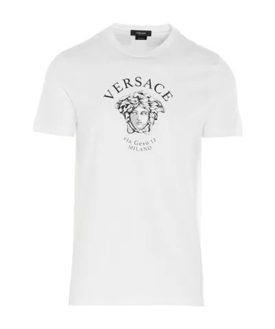 Versace Logo Print T-shirt In White