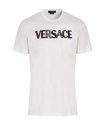 Versace Logo Print T-shirt In White