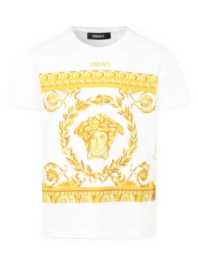 Versace Kids' Logo-print T-shirt In White