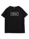 Versace Logo-print Cotton T-shirt In White/black