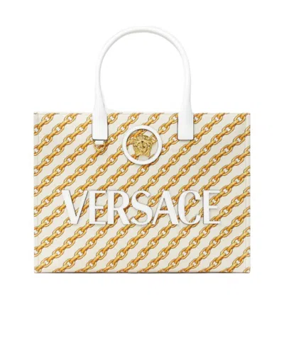 Versace Logo-print Tote Bag In White