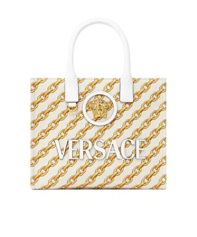 Versace Logo-print Tote Bag In White