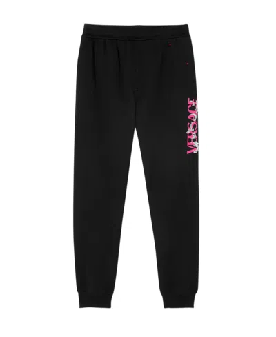 Versace Logo-print Track Pants In Black