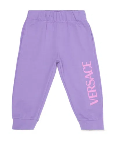 Versace Logo-print Track Pants In Purple