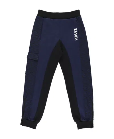 Versace Logo-print Trousers In Black