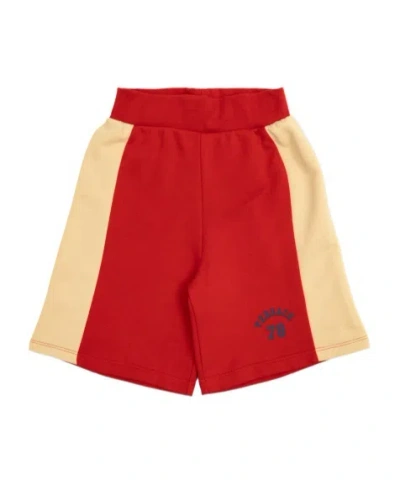 Versace Kids' Logo-print Two-tone Cotton Shorts In Red