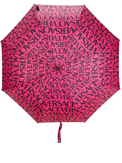 Versace Logo-print Umbrella In Rosa