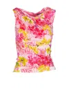 Versace Draped Printed Stretch-jersey Top In Pink