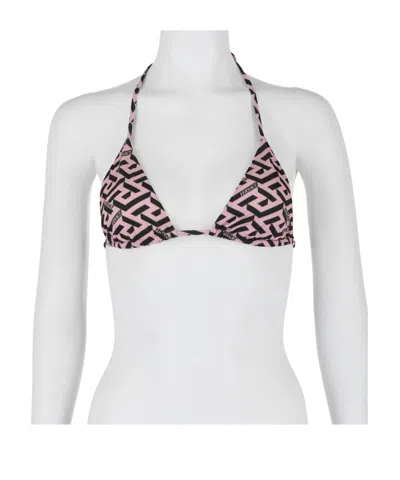 Versace Logo Printed Bikini Blouse In Multi