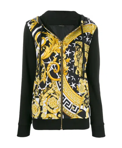 Versace Logo Printed Casual Jacket In Black