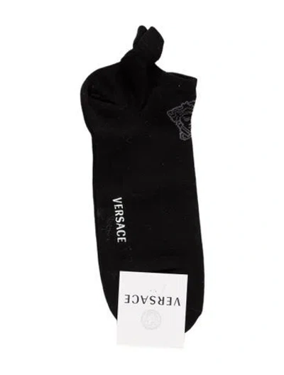 Pre-owned Versace Logo Printed Cotton Socks W/tags In Black