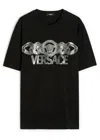 Versace Black T-shirt With Medusa Head Logo Print On The Front In Cotton Man