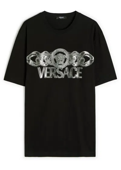 VERSACE VERSACE LOGO-PRINTED COTTON T-SHIRT