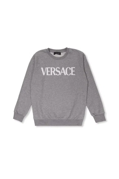 Versace Kids' Logo-printed Crewneck Sweatshirt In Grey