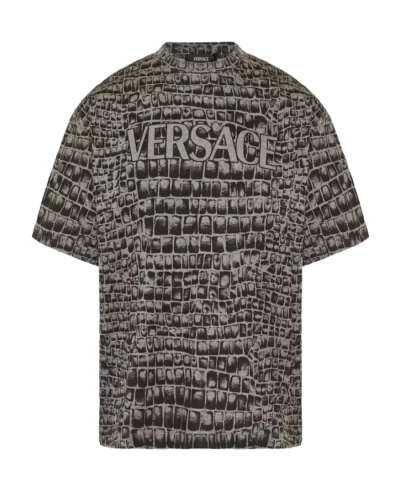Versace Logo-printed Crewneck T-shirt In Black