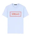 Versace Embroidered Logo T-shirt In Blue