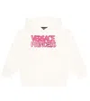 Versace Logo Printed Hoodie In Bianco+fuxia+bianco