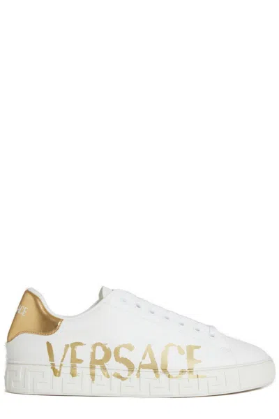 Versace Logo Greca Low-top Sneakers In White