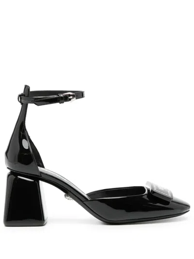 VERSACE VERSACE LOGO-PRINTED ROUND-TOE PUMPS