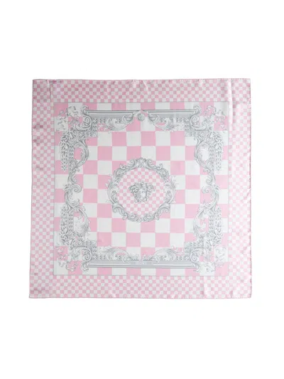 Versace Logo-printed Square Shape Scarf In Rosa