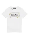 Versace White T-shirt With 90 Vintage Logo And Pins For Kids In Multi