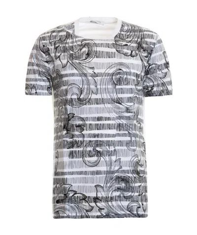 Versace Logo Printed T-shirt In Gray