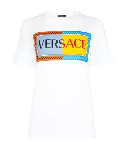 Versace Logo Printed T-shirt In White