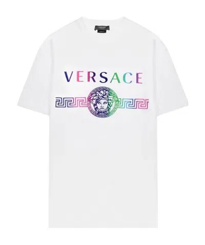 Versace Logo Printed T-shirt In White