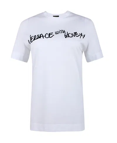 Versace Logo Printed T-shirt In White