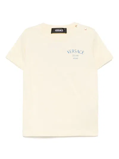 Versace Babies' Logo-printed T-shirt In Yellow
