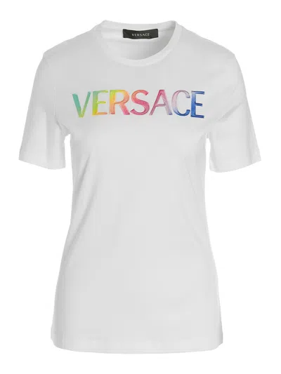 Versace Logo Rainbow T-shirt In White