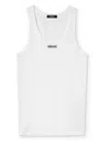 Versace Logo-embroidered Tank Top In White