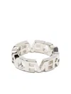Versace Logo Ring In Metallic