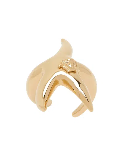 Versace Logo Ring In Yellow